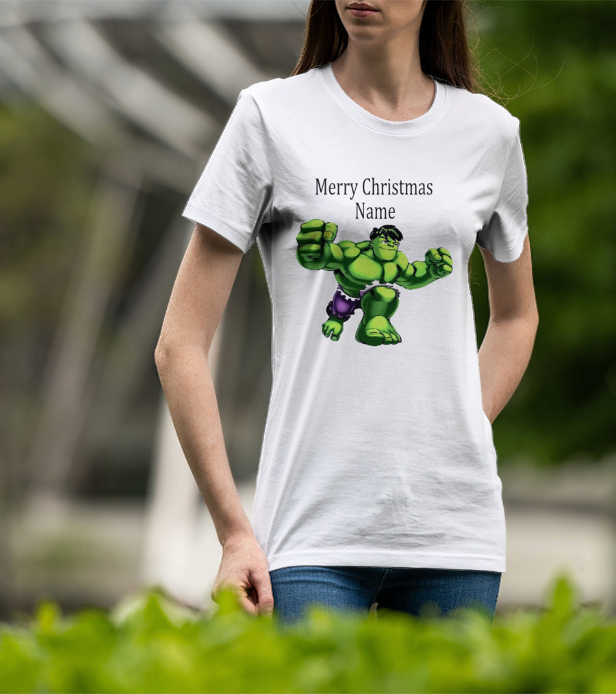 Merry Christmas Name Hulk Green T-Shirt