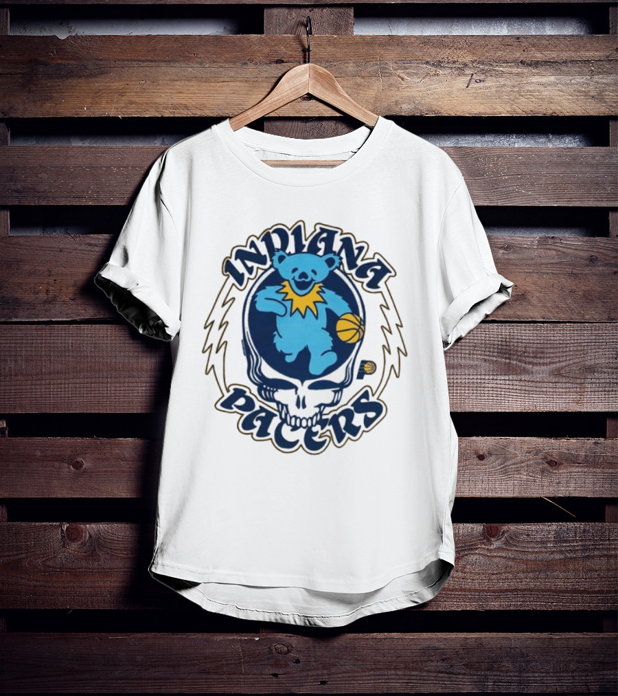 Indiana Pacers Grateful Dead Bear Basketball Icon With Skull T-Shirt