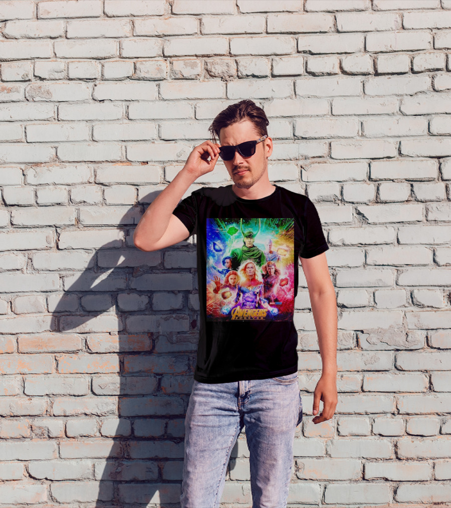 Marvel Studios Avengers Forever Loki Captain Marvel Scarlet Witch Vision Trail Of Infinity Stones T-Shirt