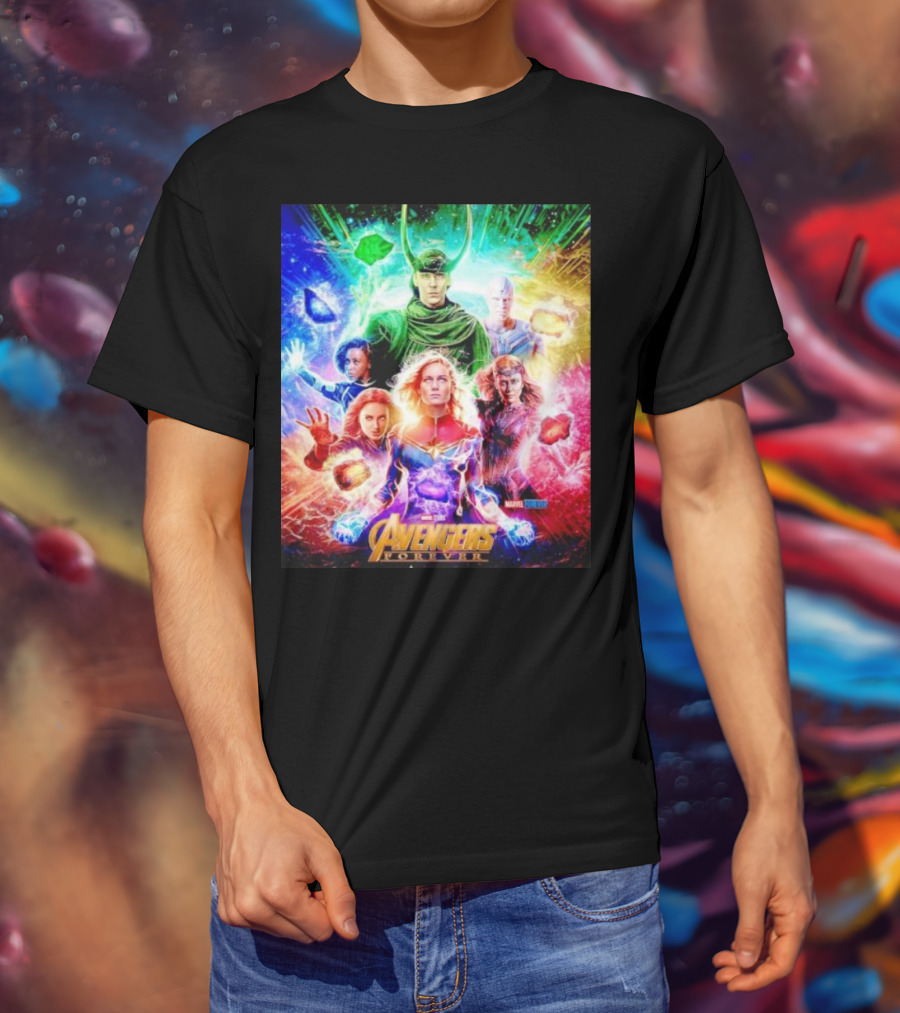 Marvel Studios Avengers Forever Loki Captain Marvel Scarlet Witch Vision Trail Of Infinity Stones T-Shirt