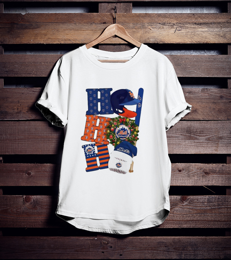 New York Mets Ho Ho Ho Merry Christmas Mets Baseball Holiday T-Shirt