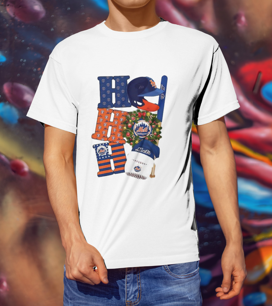 New York Mets Ho Ho Ho Merry Christmas Mets Baseball Holiday T-Shirt