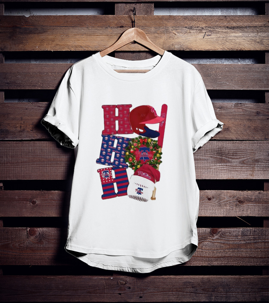 Philadelphia Phillies Ho Ho Ho Merry Christmas Sports Fan T-Shirt