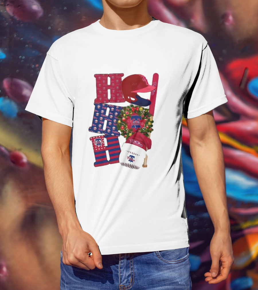 Philadelphia Phillies Ho Ho Ho Merry Christmas Sports Fan T-Shirt