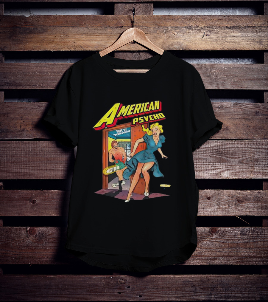 American Psycho Patrick Bateman Comic Style Panic Scene T-Shirt