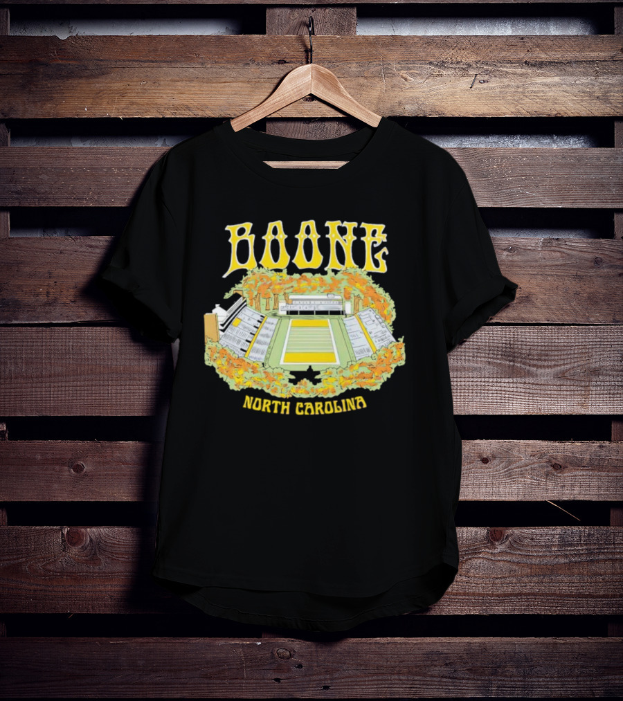 Boone North Carolina Stadium Football Field Autumn Leaves T-Shirt