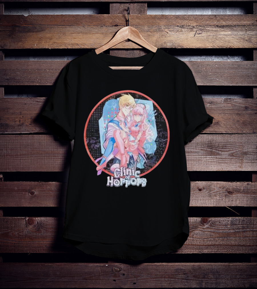 Clinic Of Horrors Anime Characters In Pink And Blue Circle T-Shirt