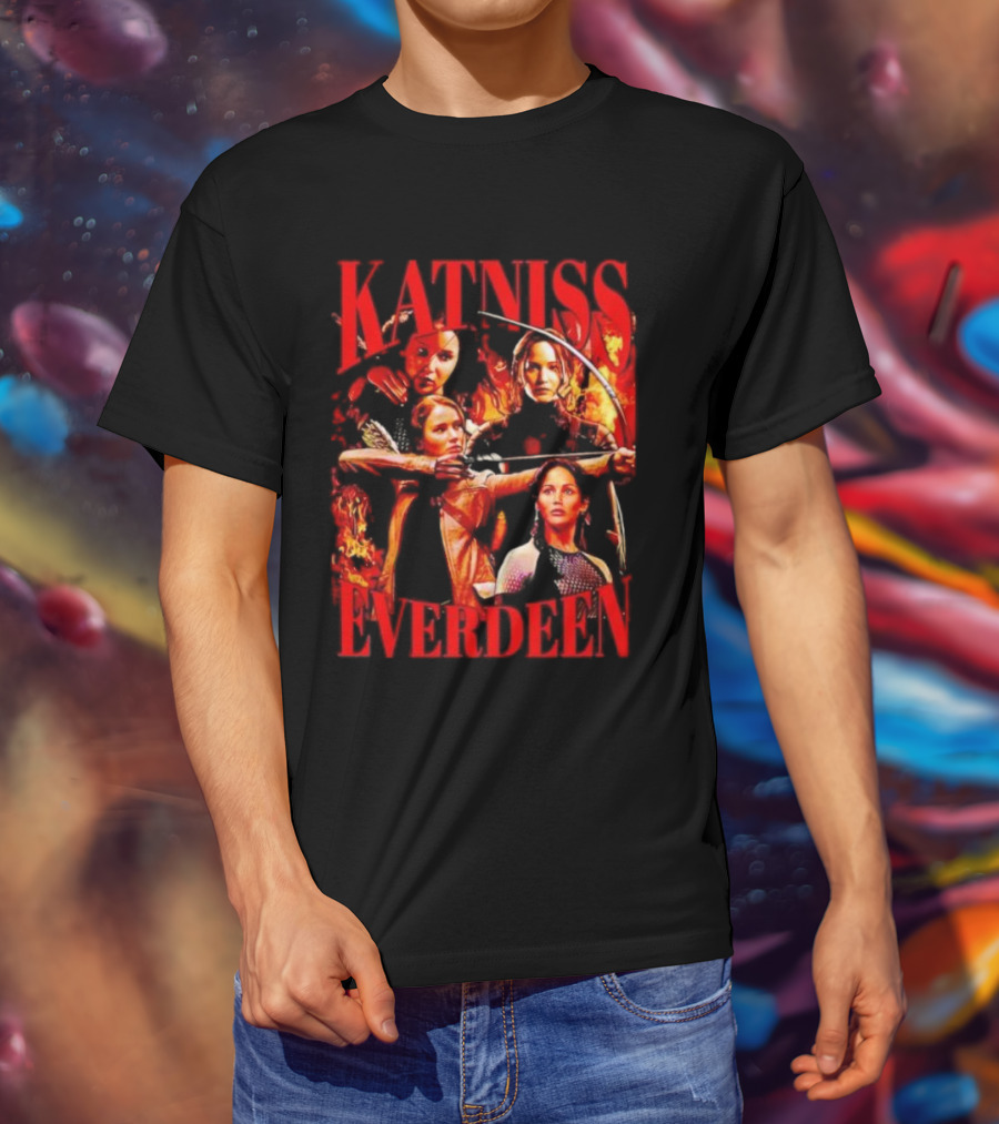 Katniss Everdeen Fiery Bow And Arrow Montage T-Shirt