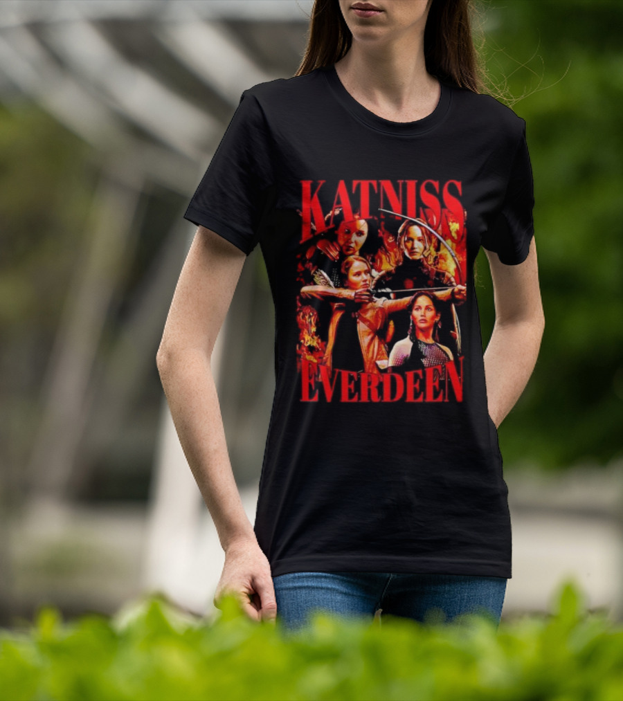 Katniss Everdeen Fiery Bow And Arrow Montage T-Shirt