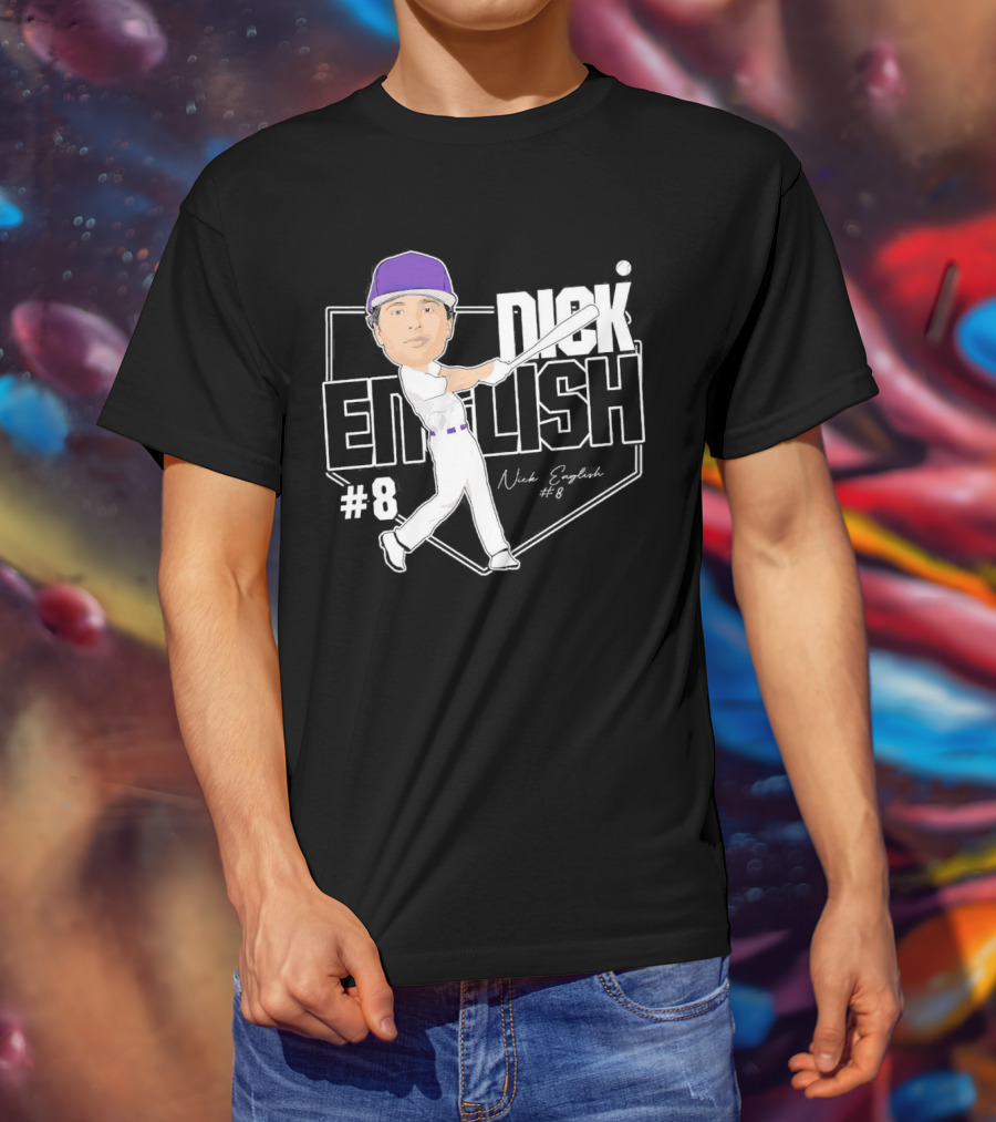 Nick English Caricature Signature Baseball Nick English #8 T-Shirt