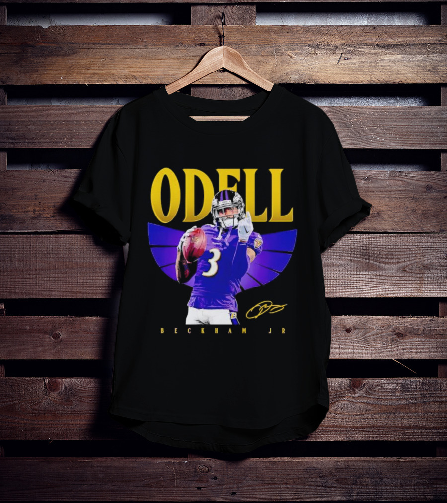 Odell Beckham Jr Baltimore Ravens Signature Number 3 Spotlight T-Shirt
