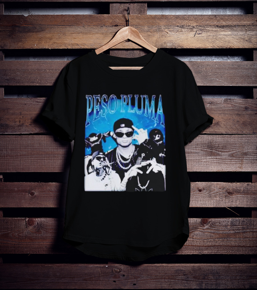 Peso Pluma Vintage Hip Hop Style Blue Tones T-Shirt