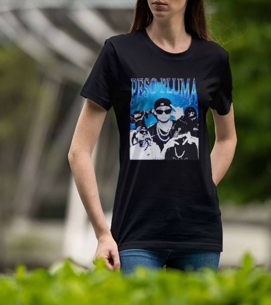 Peso Pluma Vintage Hip Hop Style Blue Tones T-Shirt