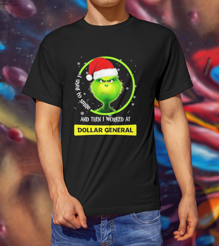 Santa Grinch I Used To Smile And Then I Worked At Dollar General Christmas T-Shirt