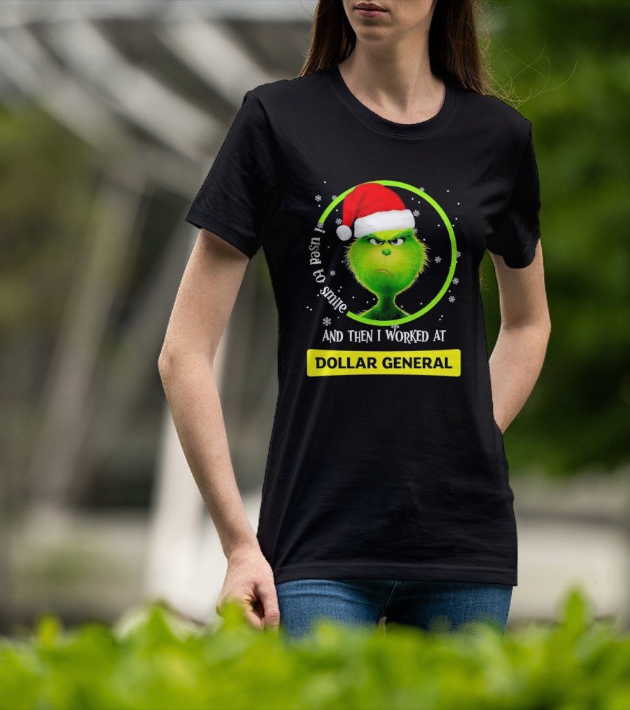 Santa Grinch I Used To Smile And Then I Worked At Dollar General Christmas T-Shirt