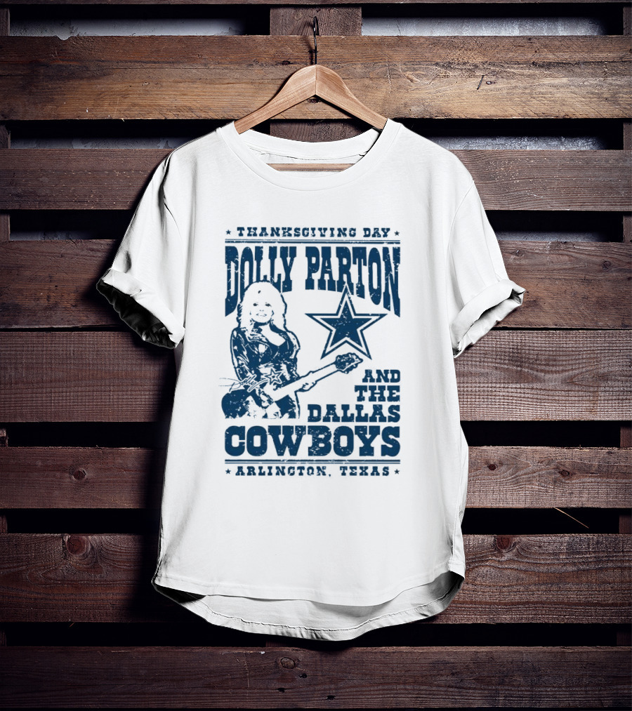 Thanksgiving Day Dolly Parton And The Dallas Cowboys Arlington Texas Star Guitar T-Shirt