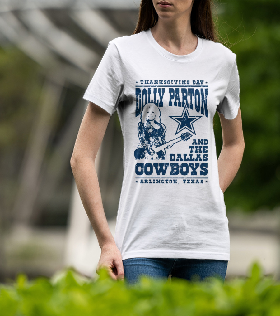 Thanksgiving Day Dolly Parton And The Dallas Cowboys Arlington Texas Star Guitar T-Shirt