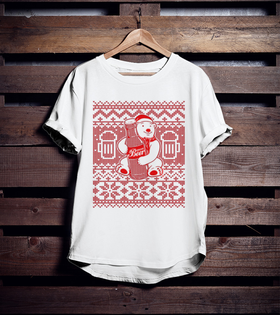 Bear Drink Beer Ugly Christmas T-Shirt