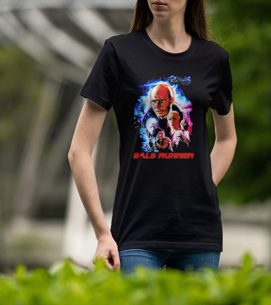 Bald Runner Sci-Fi Parody Character Montage T-Shirt