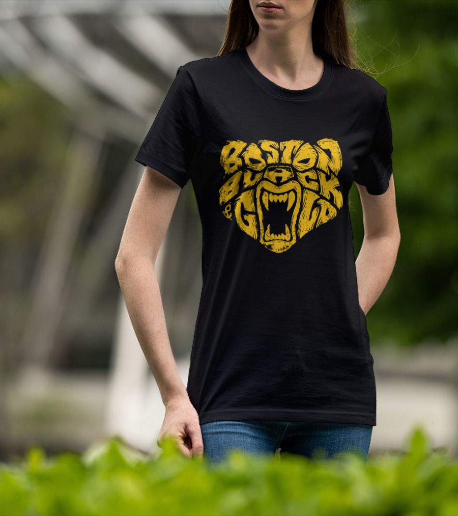 Boston Black And Gold Bear Face T-Shirt