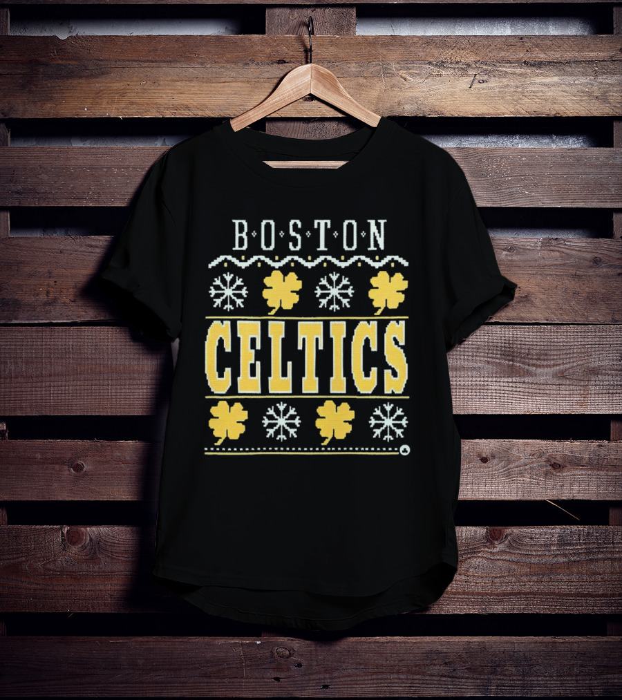 Boston Celtics Snowflakes And Shamrocks T-Shirt