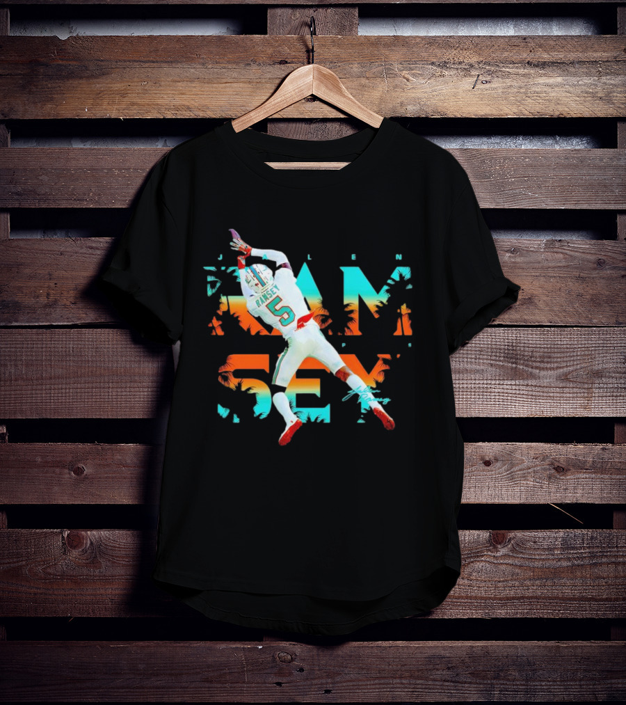 Jalen Ramsey Dolphins Interception Palm Sunset T-Shirt