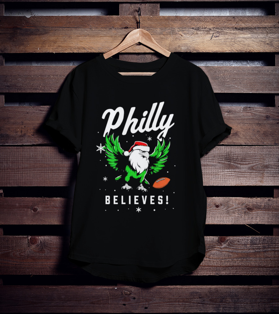 Philly Believes Christmas Eagles Football Santa T-Shirt