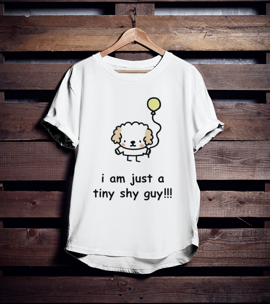 I Am Just A Tiny Shy Guy Cute Dog With Yellow Balloon T-Shirt