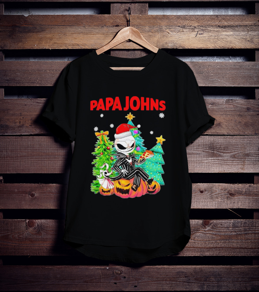 Jack Skellington Papa Johns Christmas Pumpkin Tree T-Shirt