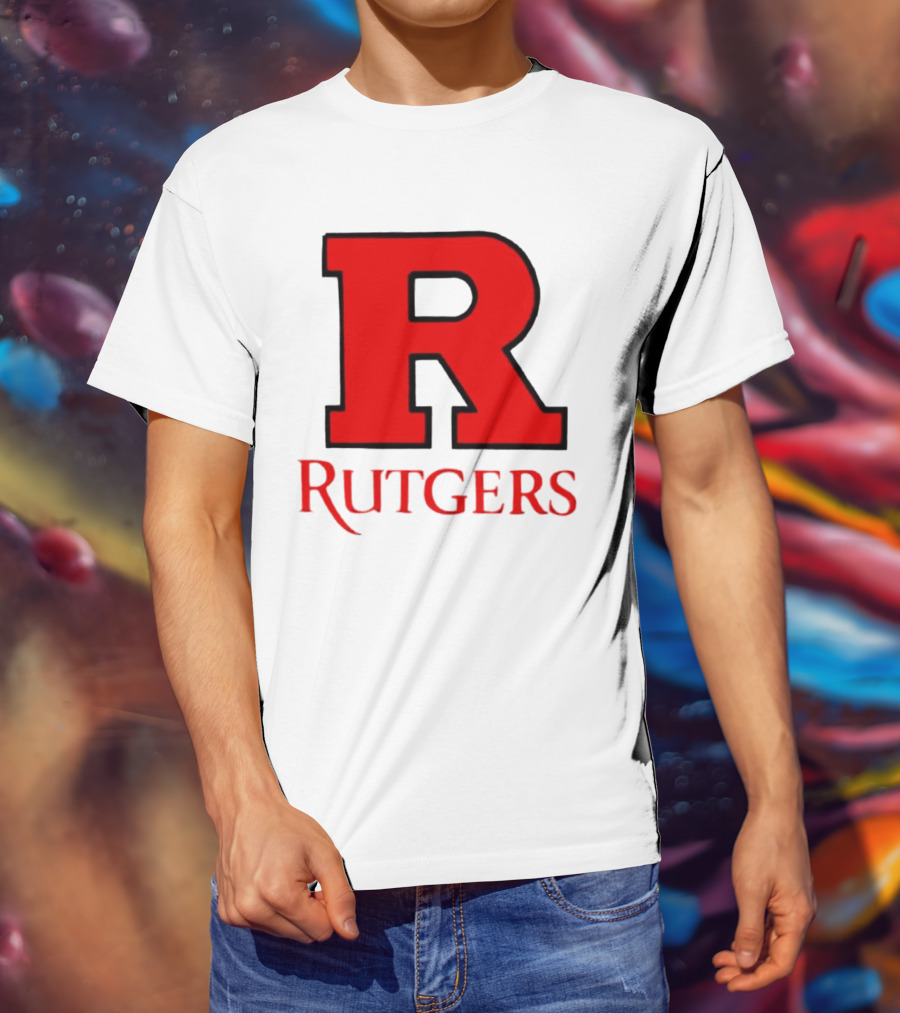 Rutgers University Red R Icon With Text T-Shirt