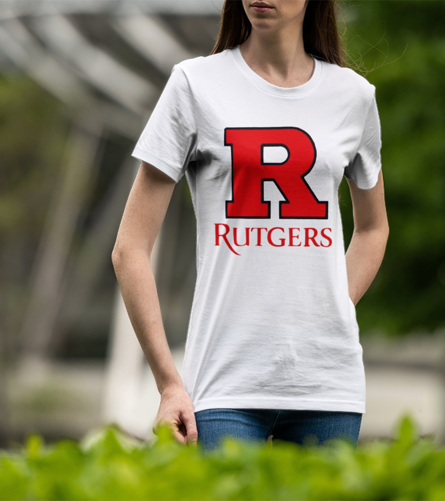 Rutgers University Red R Icon With Text T-Shirt