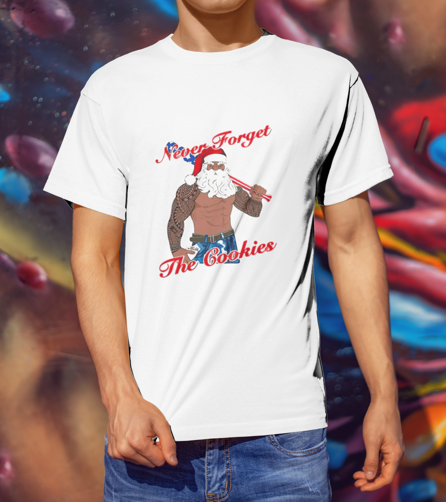 Tattoo Santa Never Forget The Cookies Christmas Holiday T-Shirt