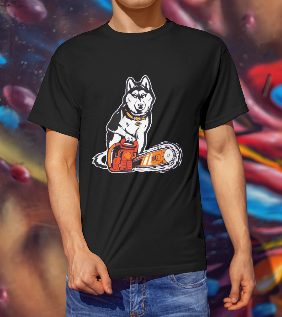Washington Huskies Beaver Buster Chainsaw Dog T-Shirt