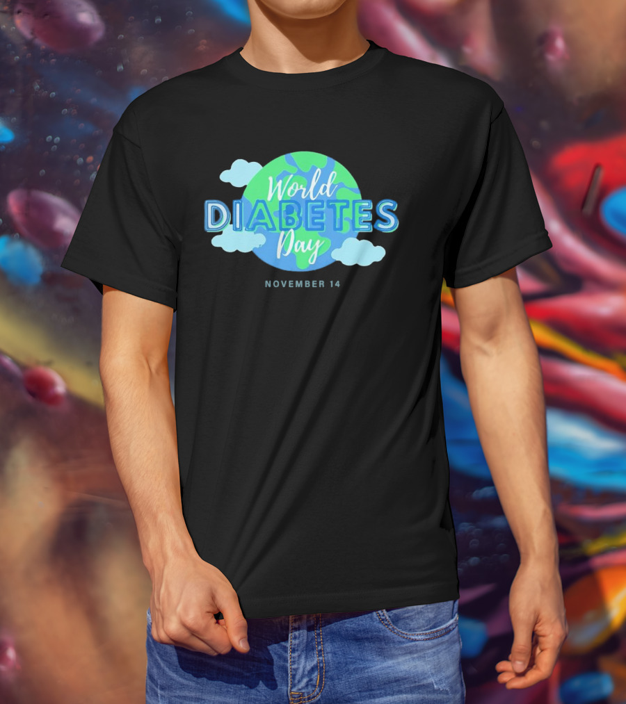 World Diabetes Day November 14 Earth And Clouds T-Shirt