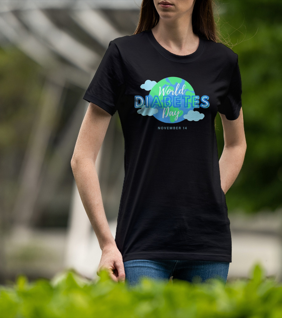 World Diabetes Day November 14 Earth And Clouds T-Shirt