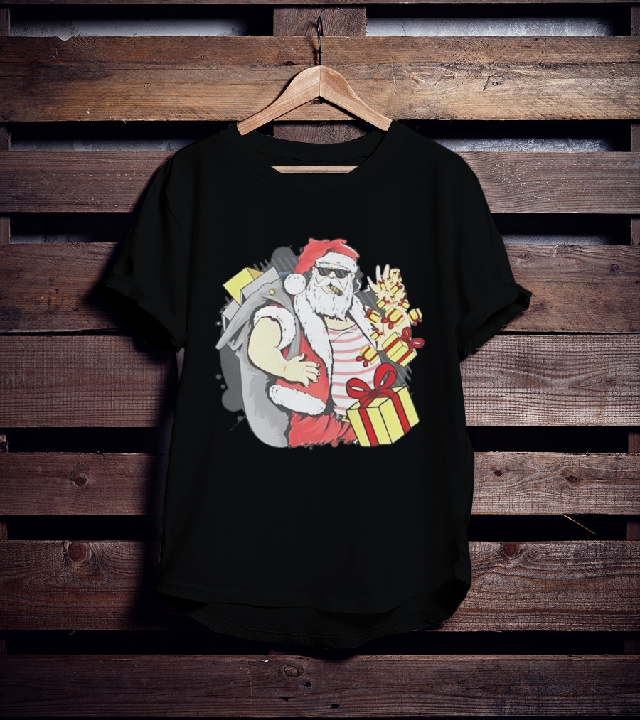 Santa Claus Cool Christmas Peace Sign Holiday Delivery T-Shirt