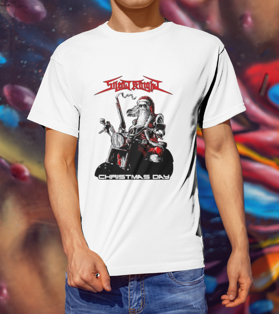 Silent Knight Santa Riding Motorcycle Christmas Day T-Shirt