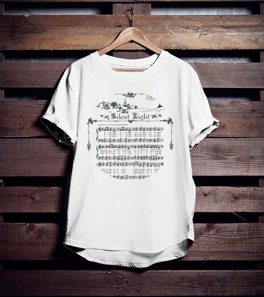Silent Night Sheet Music Christmas Carol Lyrics T-Shirt