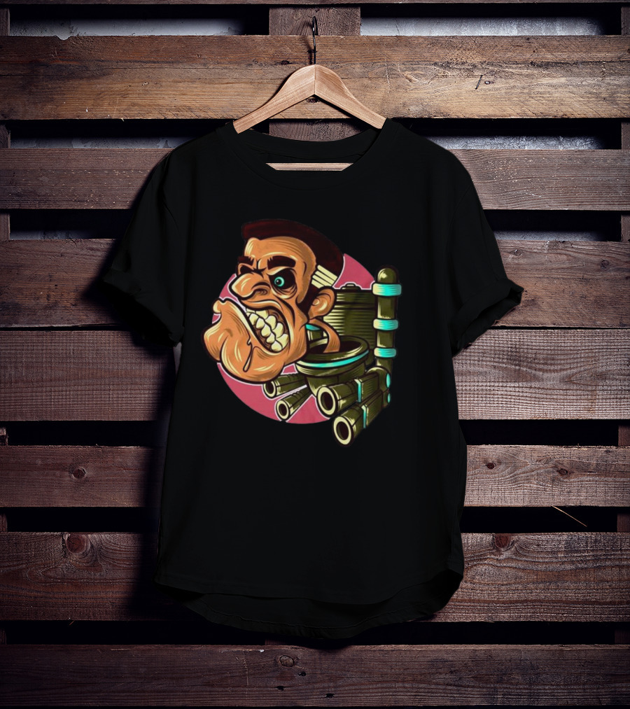 Skibidi Toilet Meme Angry Gritty Face T-Shirt