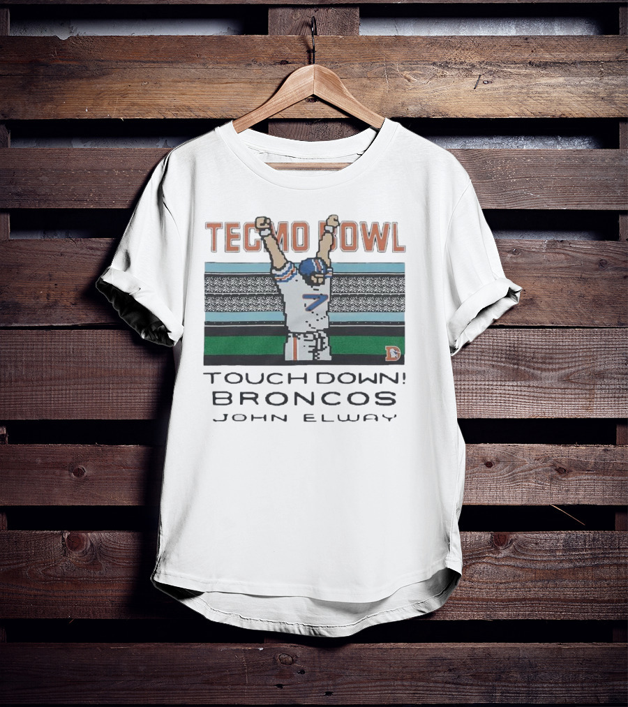 Tecmo Bowl Touchdown Broncos John Elway Retro Game Football Legend T-Shirt