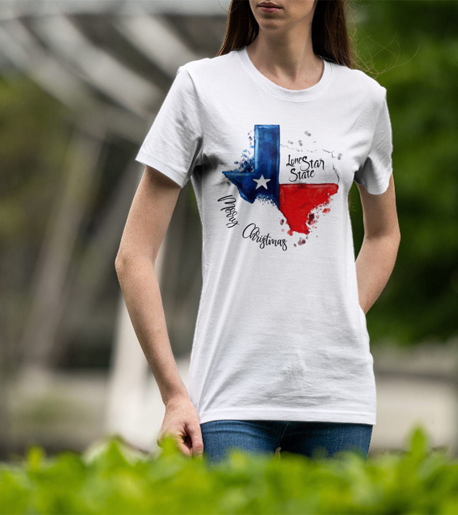 Texas Flag Lone Star State Merry Christmas T-Shirt