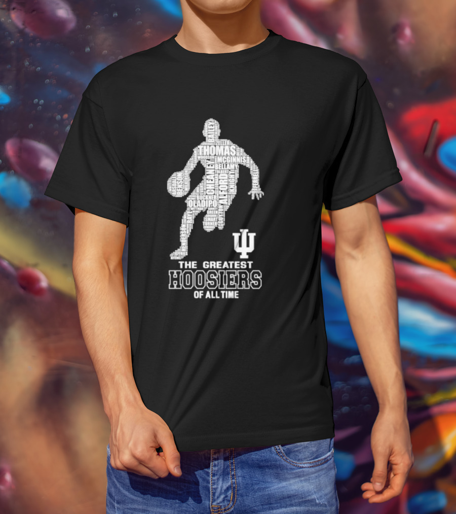 The Greatest Hoosiers Of All Time Basketball Legends Silhouette With IU T-Shirt