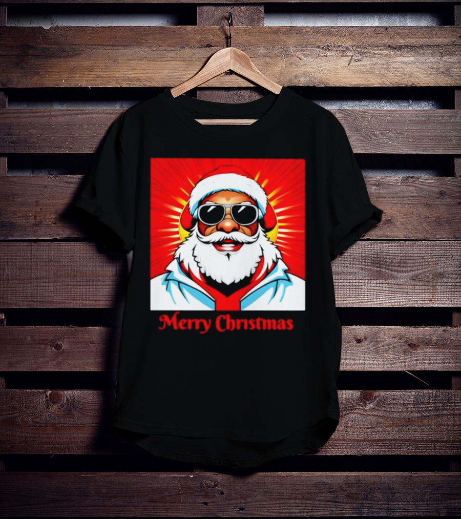 Bright Santa Merry Christmas In Cool Cartoon T-Shirt