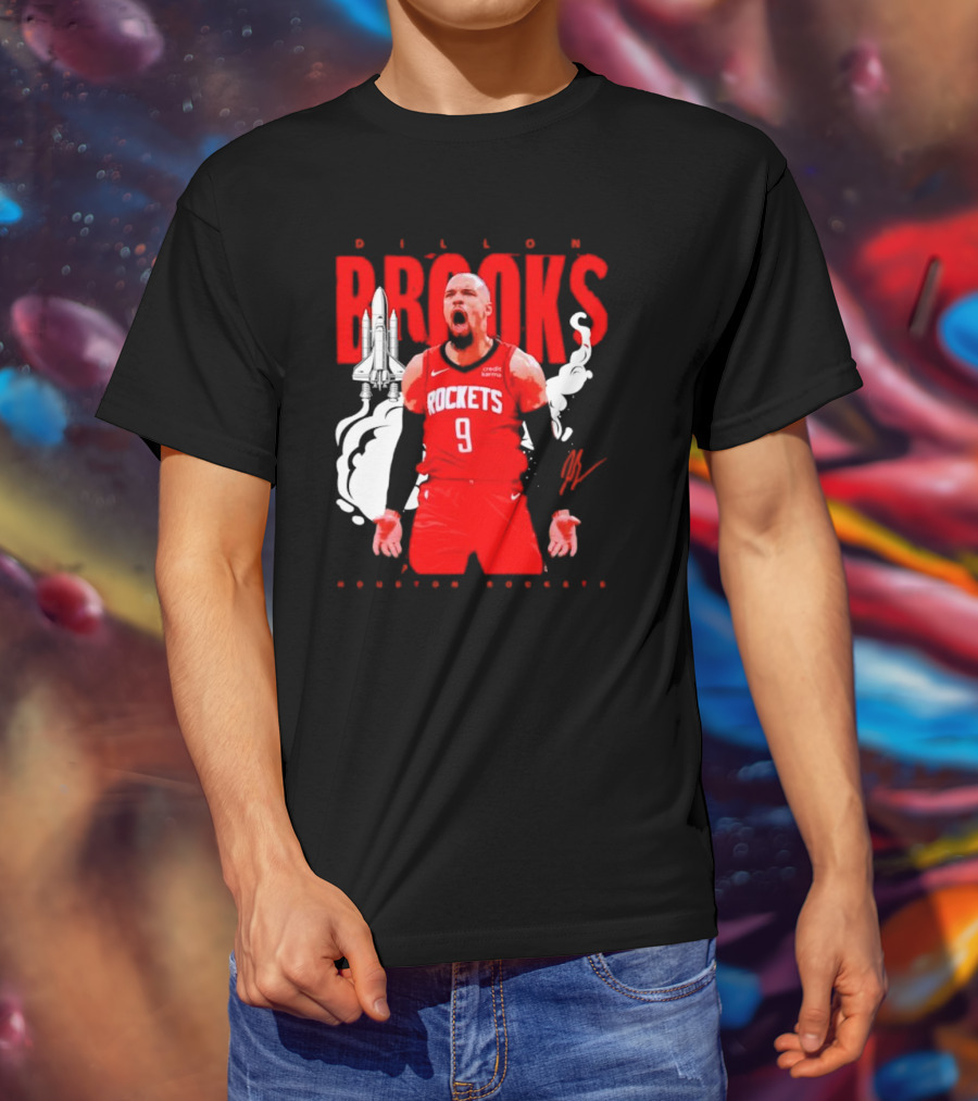 Dillon Brooks Rockets 9 Signature Houston Space T-Shirt