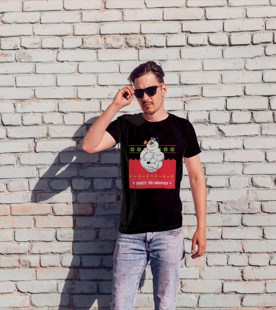 Frosty The Growman Christmas Bodybuilder Snowman T-Shirt