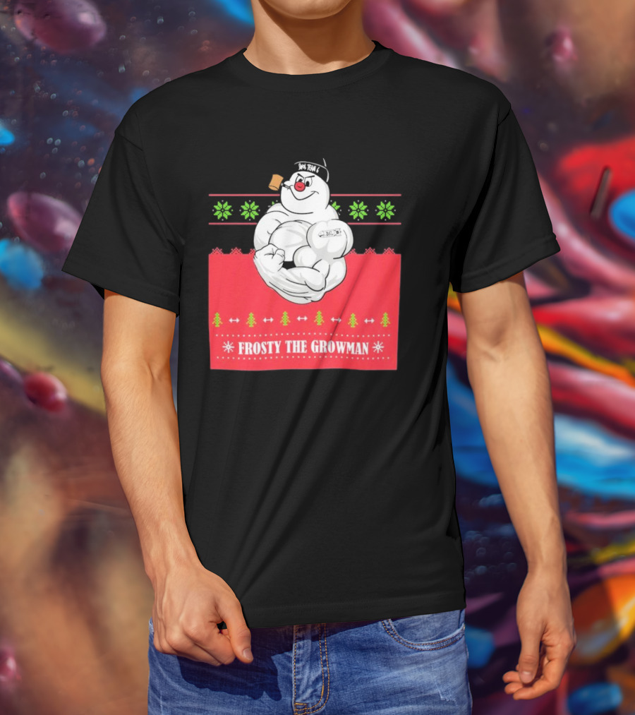 Frosty The Growman Christmas Bodybuilder Snowman T-Shirt