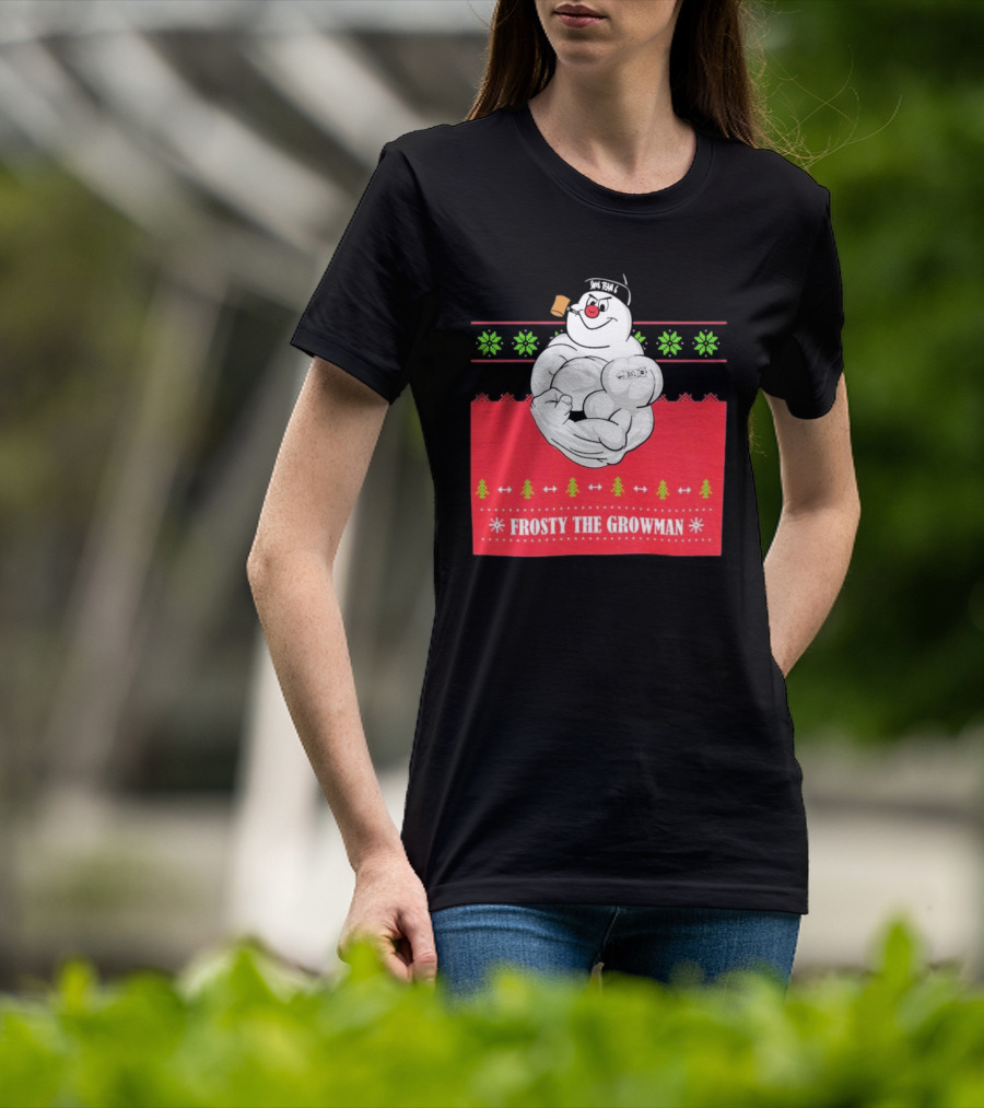 Frosty The Growman Christmas Bodybuilder Snowman T-Shirt