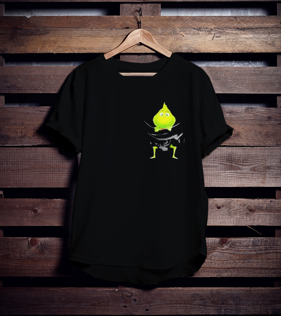 Grinch Peeking From Pocket T-Shirt