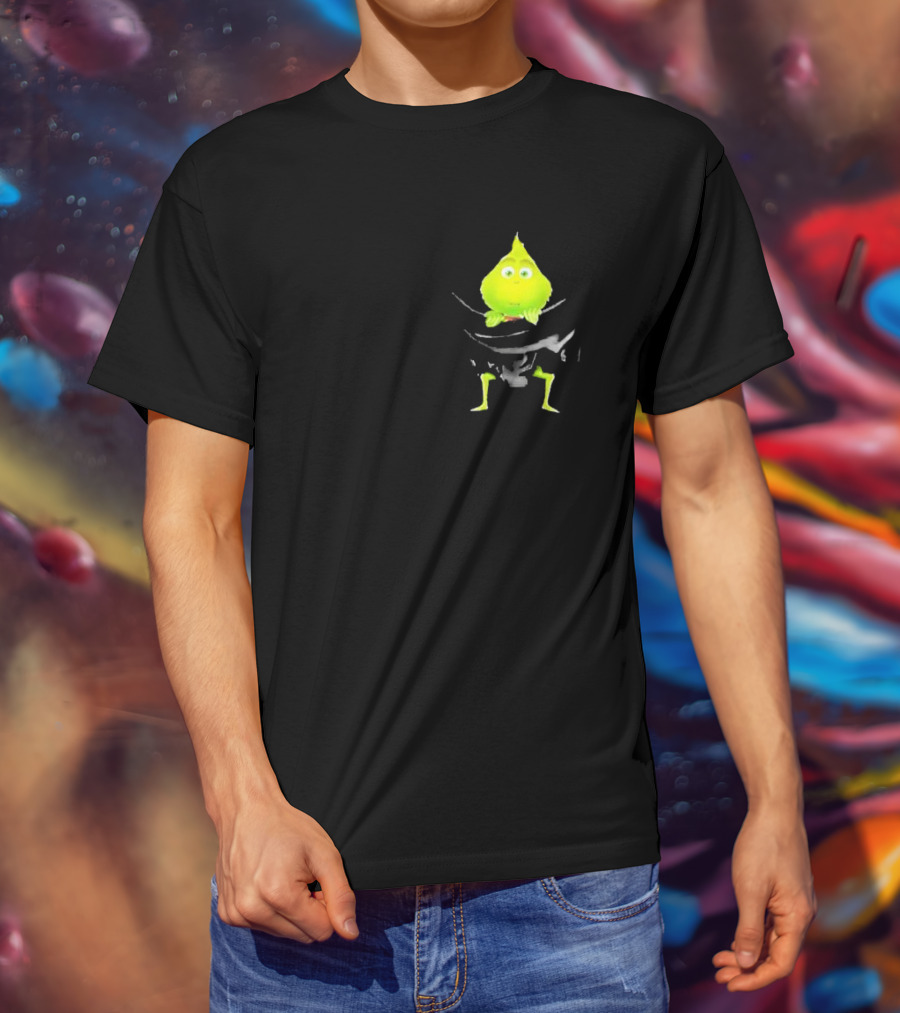 Grinch Peeking From Pocket T-Shirt