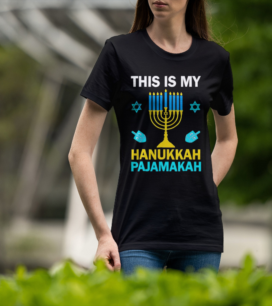 This Is My Hanukkah Pajamakah Menorah Dreidels Star Of David T-Shirt